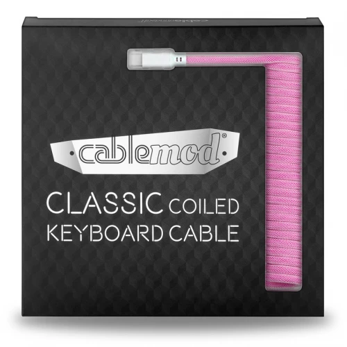 Kabel do klawiatury CableMod Classic Coiled Cable Strawberry Cream (USB-C do USB-A) 1.5m