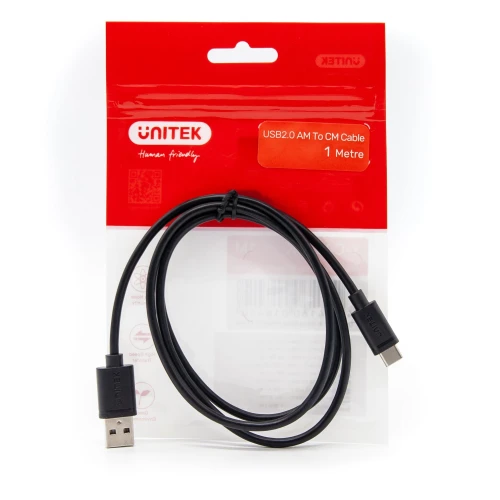 Kabel USB-A 2.0 - USB-C Unitek Y-C482BK 1m