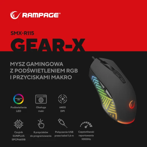 Mysz Rampage SMX-R115 GEAR-X RGB