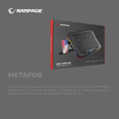 Podstawka chłodząca Rampage AD-RC34 METAFOR Black RGB 10"-19"