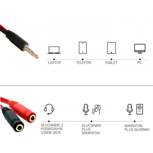 Adapter 3.5mm Minijack Słuchawki Mikrofon XBOX PS4