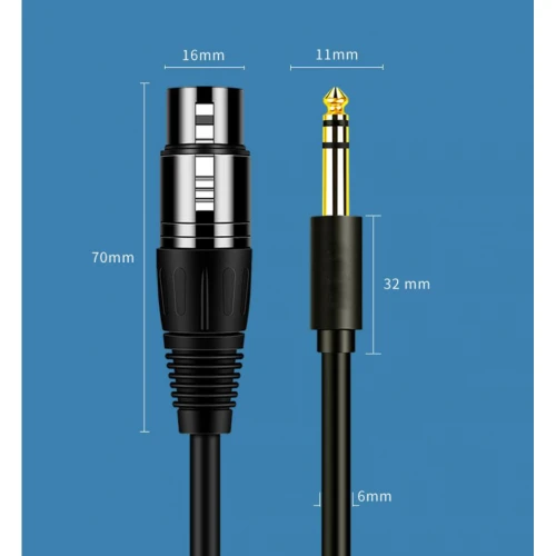 Kabel mikrofonowy XLR Żeński - Jack 6,35mm 3m