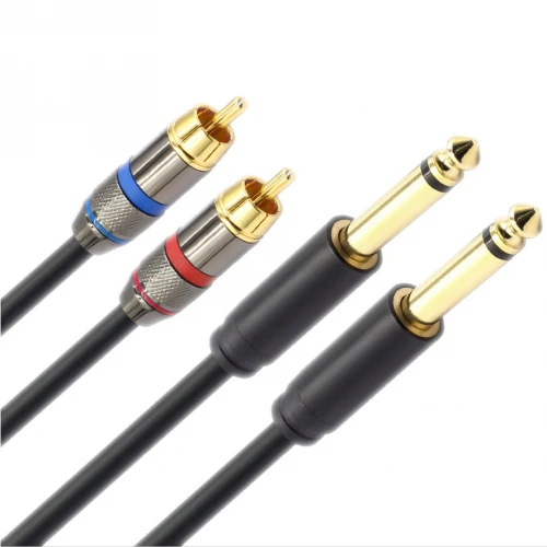 Przewód Audio 2x Jack 6.3mm - 2x RCA Cinch 3m