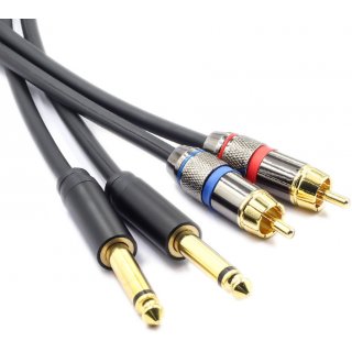 Przewód Audio 2x Jack 6.3mm - 2x RCA Cinch 3m