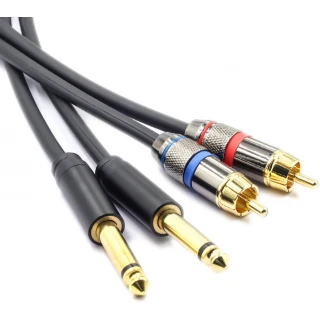 Przewód Audio 2x Jack 6.3mm - 2x RCA Cinch 3m