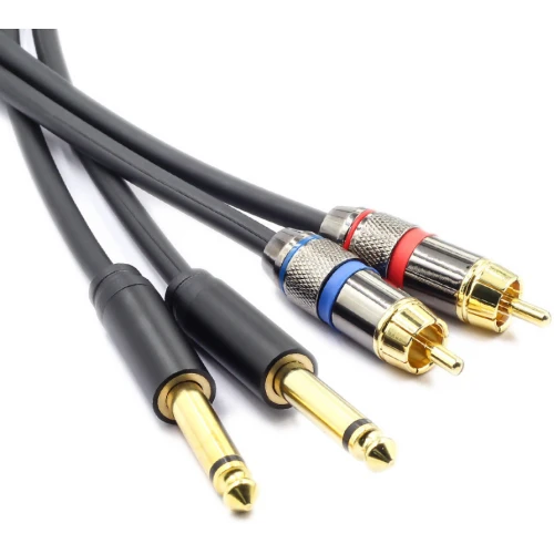 Przewód Audio 2x Jack 6.3mm - 2x RCA Cinch 3m