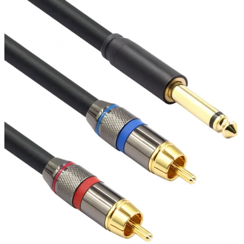 Przewód Audio 2x Jack 6.3mm - 2x RCA Cinch 3m