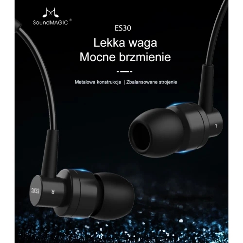 Słuchawki dokanałowe SoundMagic ES30 Black
