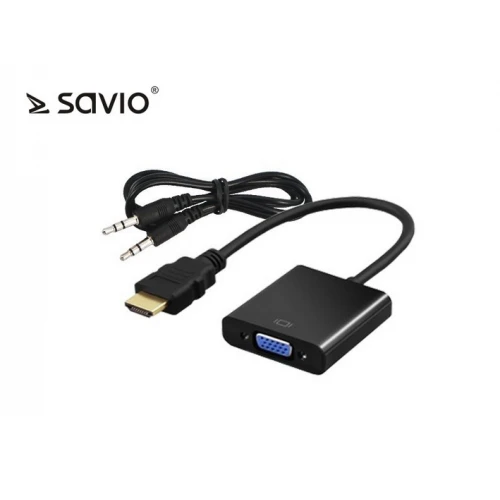 Adapter HDMI M - VGA 15 pin F + Audio Jack 3,5mm SAVIO CL-23/B 