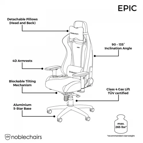 Fotel Dla Gracza Noblechairs EPIC Black-Gold