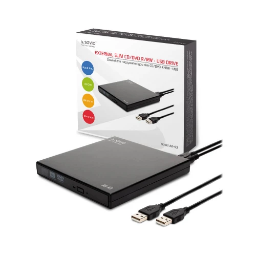 Nagrywarka zewnętrzna Savio AK-43 Slim CD/DVD R/RW-USB