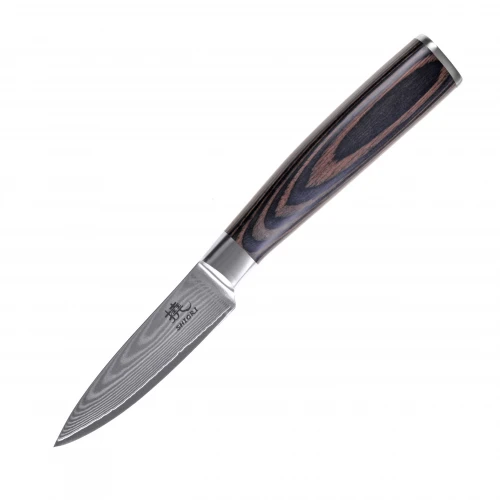 Zestaw noży kuchennych ze stali damasceńskiej Shiori 撓 Chairo Shōto, Santoku, Sifu