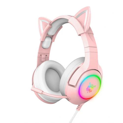 Słuchawki Onikuma K9 RGB USB 7.1 Kocie Uszy Różowe