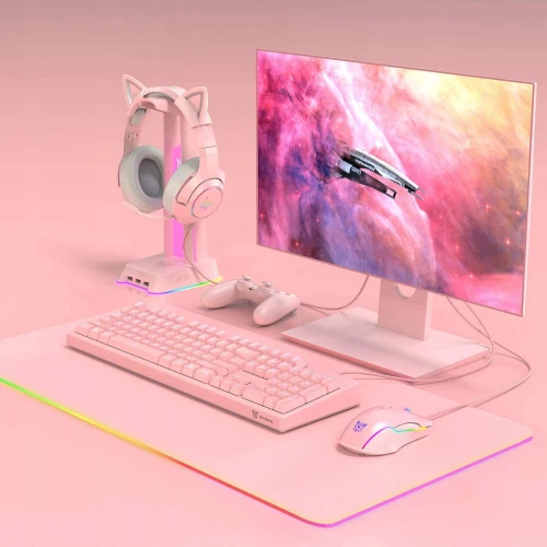 Słuchawki Onikuma K9 RGB USB 7.1 Kocie Uszy Różowe