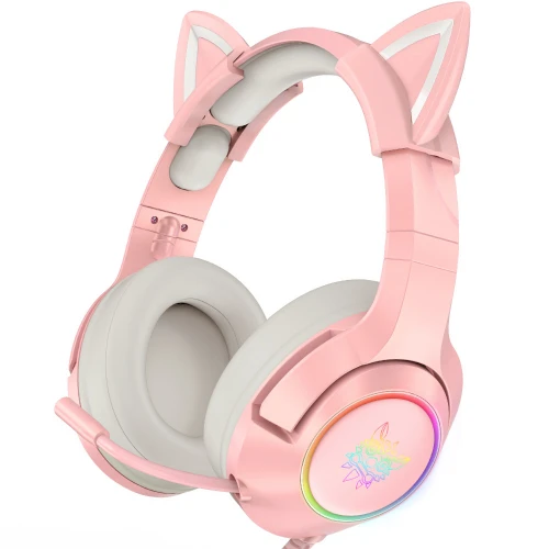 Słuchawki Onikuma K9 RGB USB 7.1 Kocie Uszy Różowe