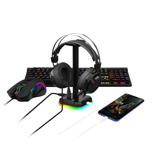 Stojak na słuchawki Redragon HA300 Scepter Pro RGB + HUB USB