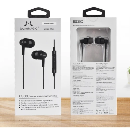 Słuchawki dokanałowe SoundMagic ES30C Black z mikrofonem