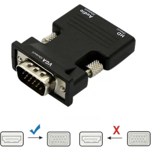 Konwerter HDMI Żeński na VGA D-Sub Męski + 3.5mm Audio