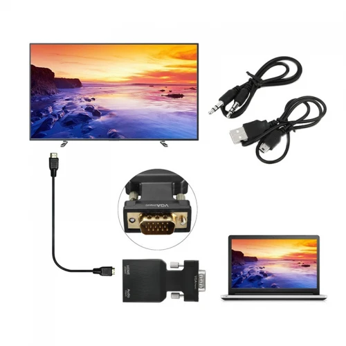 Konwerter VGA D-Sub Męski na HDMI Żeński
