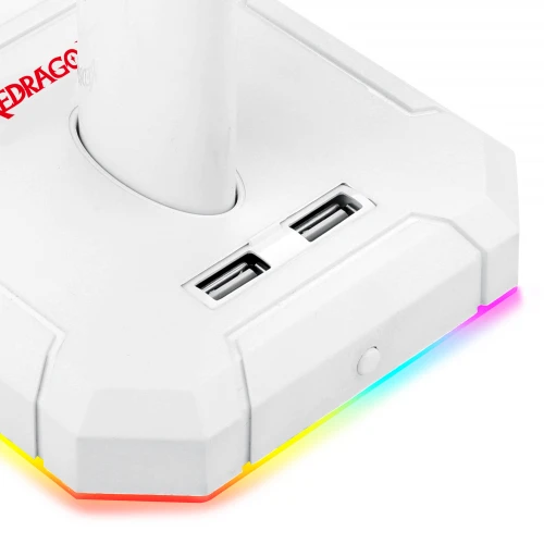 Stojak na słuchawki Redragon HA300 Scepter Pro RGB White + HUB USB