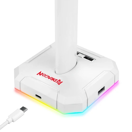 Stojak na słuchawki Redragon HA300 Scepter Pro RGB White + HUB USB