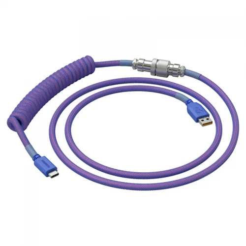 Kabel do klawiatury Glorious Coiled Cable Nebula Purple (USB-C do USB-A) 1.37m