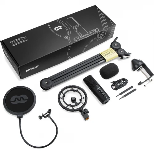 Zestaw MOZOS PM1000-PRO USB Mikrofon, Statyw, Pop-Filtr, Koszyk