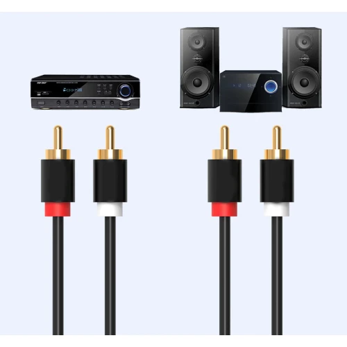 Przewód Audio 2x RCA - 2x RCA Cinch Premium - 1m