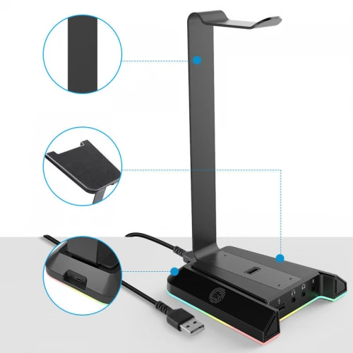 Stojak na słuchawki OneOdio Eksa W1 RGB + Karta Dźwiękowa