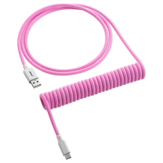Kabel do klawiatury CableMod Classic Coiled Cable Strawberry Cream (USB-C do USB-A) 1.5m