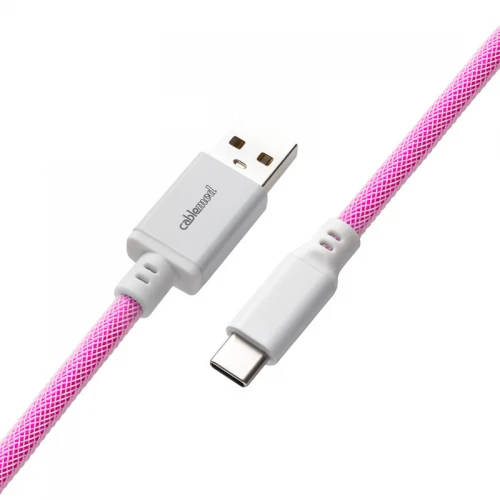 Kabel do klawiatury CableMod Pro Coiled Cable Strawberry Cream (USB-C do USB-A) 1.5m