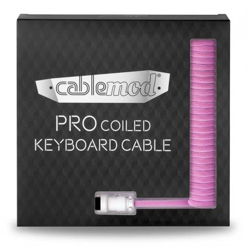 Kabel do klawiatury CableMod Pro Coiled Cable Strawberry Cream (USB-C do USB-A) 1.5m