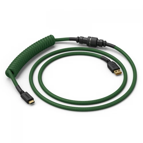Kabel do klawiatury Glorious Coiled Cable Forest Green (USB-C do USB-A) 1.37m