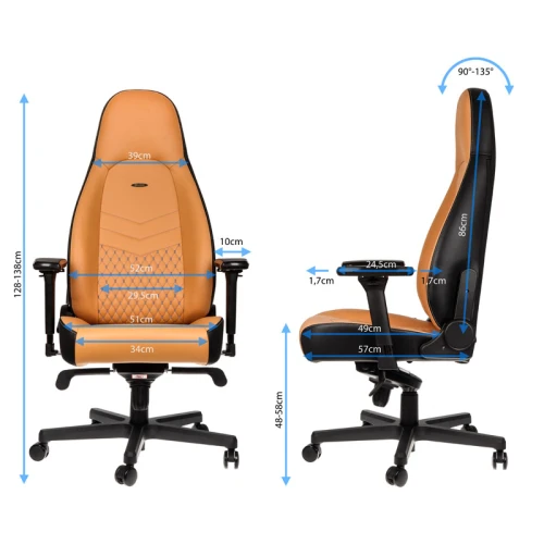 Fotel Dla Gracza Noblechairs ICON Real Leather Cognac-Black