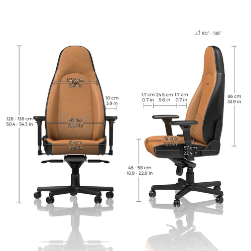 Fotel Dla Gracza Noblechairs ICON Real Leather Cognac-Black