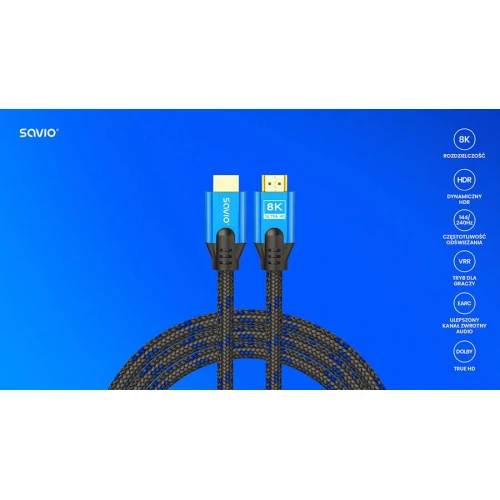 Kabel HDMI v2.1 Savio CL-169 8K 60Hz - 5m