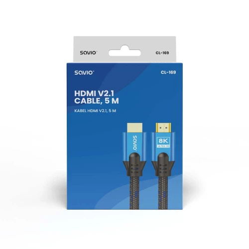Kabel HDMI v2.1 Savio CL-169 8K 60Hz - 5m