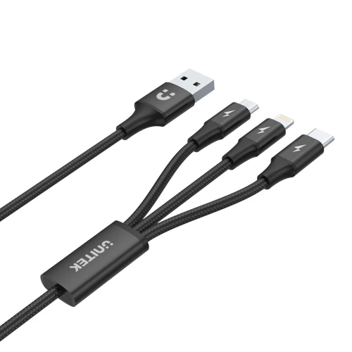 Kabel Unitek USB 3w1 USB-C, Lightning, microUSB do ładowania