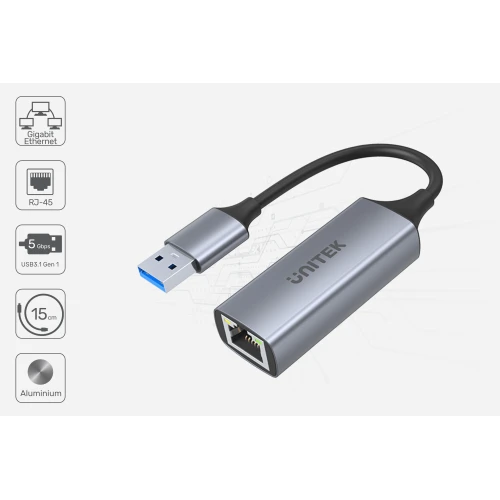 Adapter USB-A 3.1 Gen 1 - RJ45 Unitek U1309A 1000 Mbps