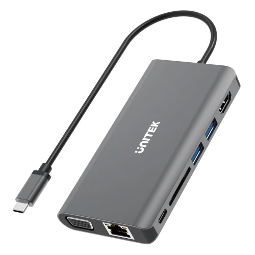 Hub USB-C 3.1 8w1 Unitek Power Delivery 100W