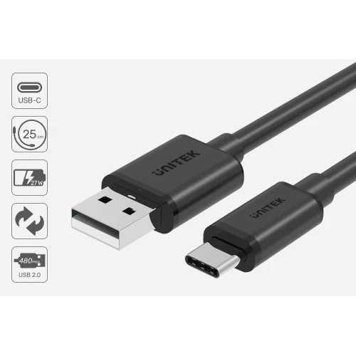 Kabel USB-A - USB-C Unitek Y-C481BK QC 3.0 - 50cm