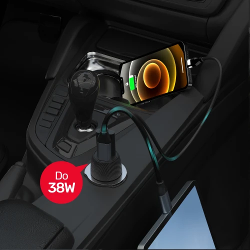 Ładowarka samochodowa Unitek 38W USB-A USB-C QC3.0