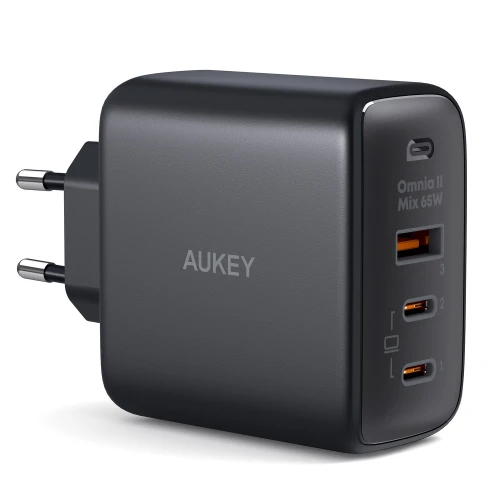 Ładowarka Aukey PA-B6T GaN, 2x USB-C, USB-A, QC, PD 65W