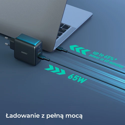 Ładowarka Aukey PA-B6T GaN, 2x USB-C, USB-A, QC, PD 65W