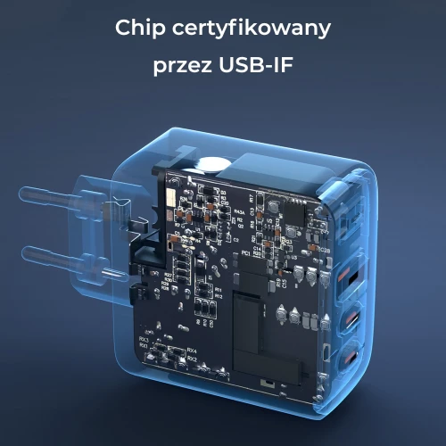 Ładowarka Aukey PA-B6T GaN, 2x USB-C, USB-A, QC, PD 65W