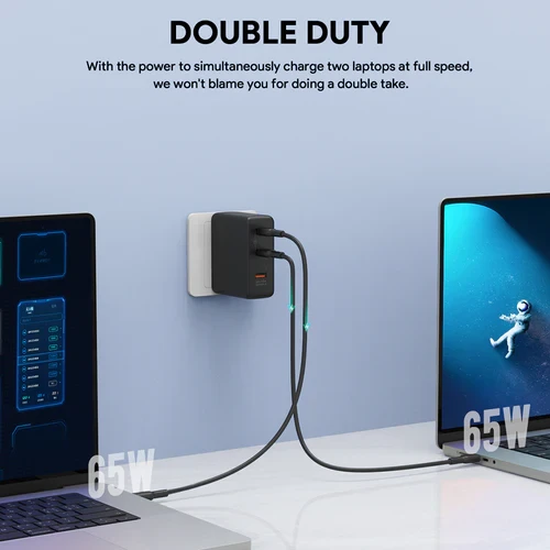 Ładowarka Aukey PA-B7O GaN, 2x USB-C, USB-A, QC, PD 140W