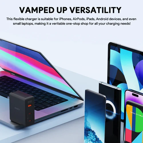 Ładowarka Aukey PA-B7O GaN, 2x USB-C, USB-A, QC, PD 140W