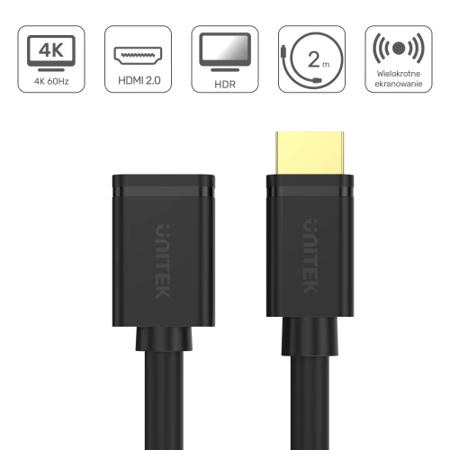 Przedłużacz Unitek HDMI (M) - HDMI (F) 2.0 - 2 m