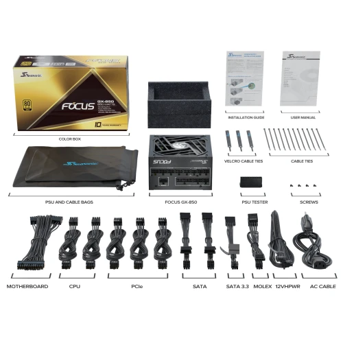 Zasilacz Seasonic FOCUS GX-850 ATX 3.0 80Plus Gold 850W