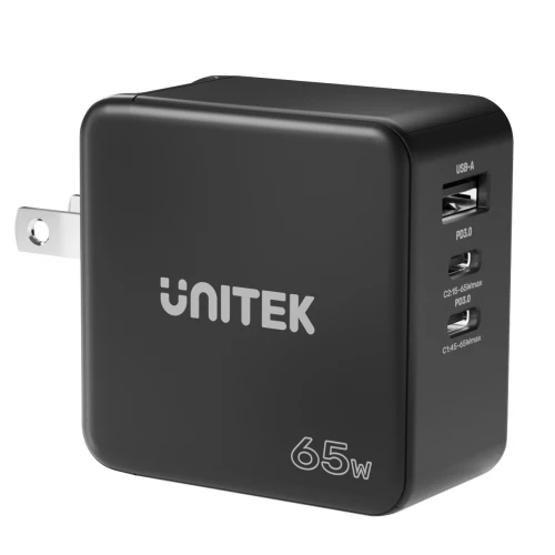 Ładowarka Unitek P1117B GaN, PD 65W, podróżna, 3 porty